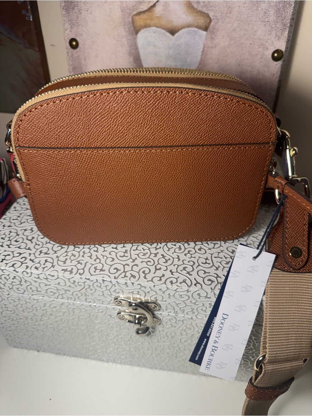 Dooney & Bourke Brown Leather Belt Bag with Tan Strap - Picture 4 of 7